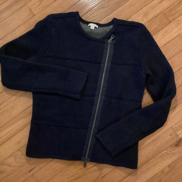 NEW GAP DOUBLE LAYER THICK KNIT MOTO SWEATER JACKET - ASYMMETRICAL METAL ZIPPER - Picture 6 of 11